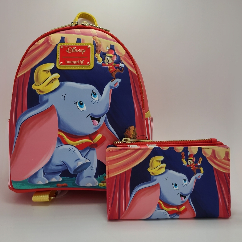 NWT Loungefly Disney Dumbo and Timothy Circus Tent Mini Backpack and Wallet Set